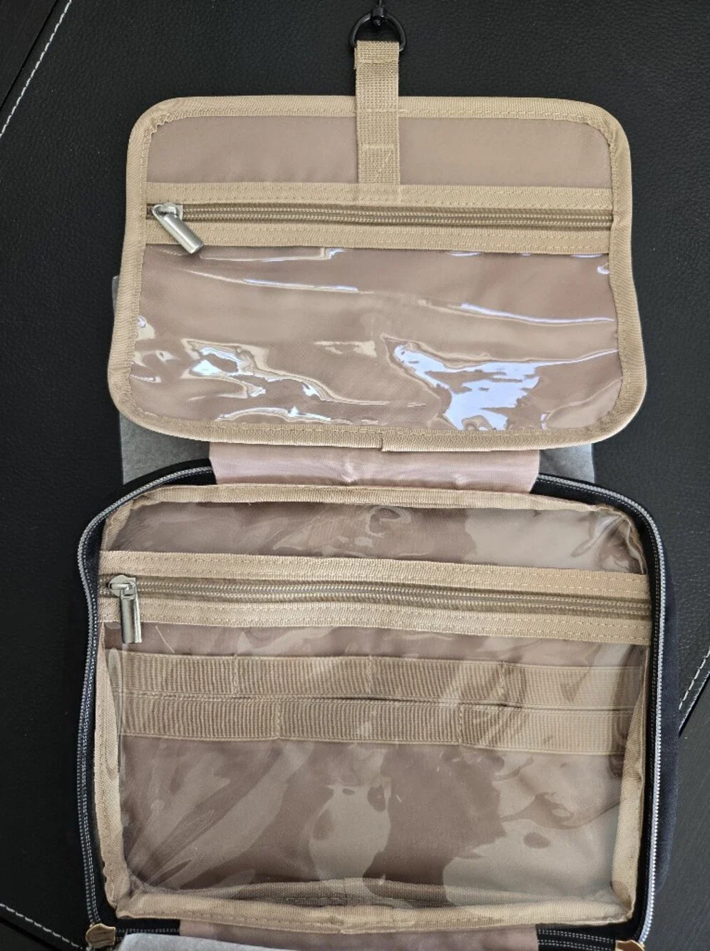 BAGSMART Quilted Black Travel Cosmetic Case with Front Pocket